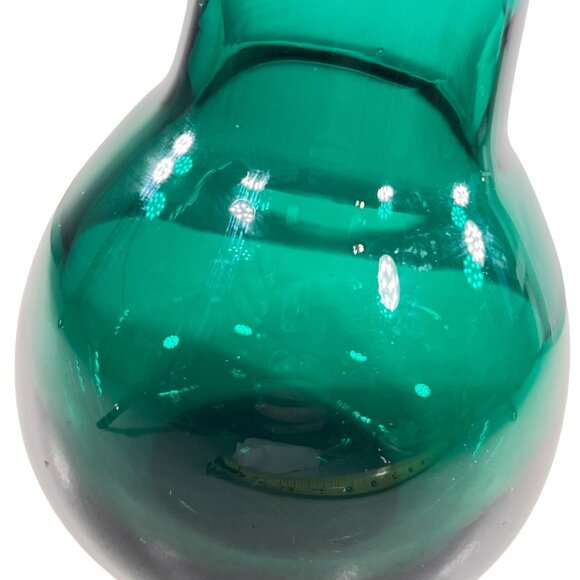 Vtg Blenko Hand Blown Glass Pear Emerald Green Clear Applied Stem Fruit MCM - Picture 3 of 7
